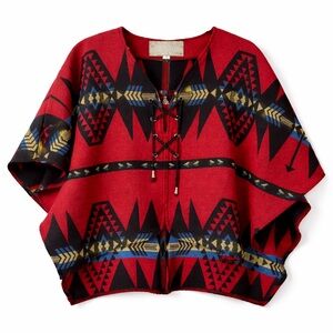 Silverado Vintage Southwest Poncho Top Made in USA (Red/Black/Blue)